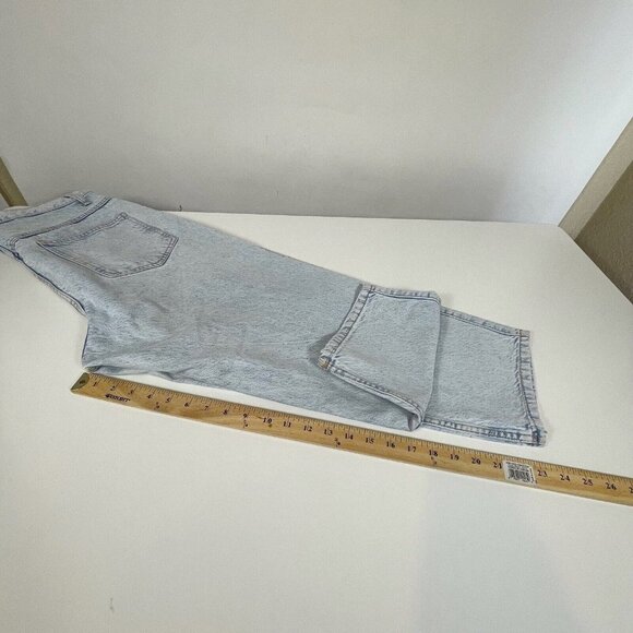 Zara Womens High Rise Cropped Button Denim Jeans Blue 34 Light Acid Wash Pockets - Picture 14 of 14